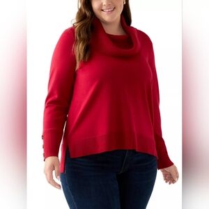 Cable & Cauge Creek Women's Deep Pink Ribbed-Cowl Sweater. XL